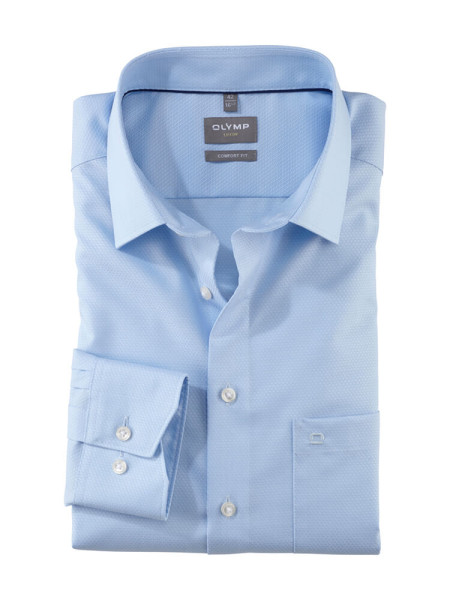 Olymp shirt COMFORT FIT FAUX UNI light blue with Global Kent collar in classic cut