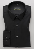 Eterna Hemd SUPER SLIM UNI STRETCH schwarz mit Mini Kent Kragen in super schmaler Schnittform