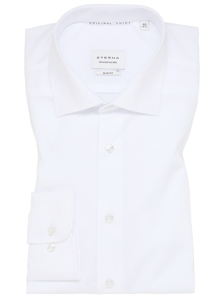 Eterna shirt SLIM FIT UNI POPELINE white with Kent collar in narrow cut