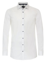Venti overhemd BODY FIT STRUCTUUR wit met Kent-kraag in moderne snit