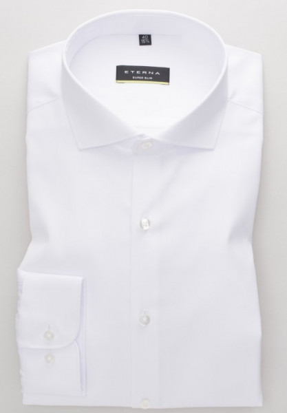 Eterna shirt SUPER SLIM TWILL white with Shark collar in super slim cut