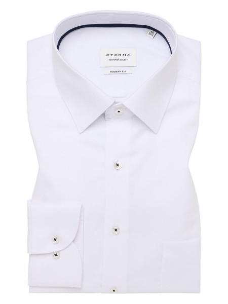 Chemise Eterna MODERN FIT NATTÉ blanc avec col Kent en coupe moderne