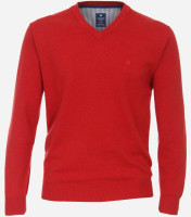 Redmond Jumper REGULAR FIT BREI rood met V-hals-kraag in klassieke snit