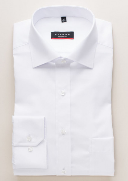 Eterna Hemd MODERN FIT UNI POPELINE weiss mit Classic Kent Kragen in moderner Schnittform