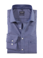 Olymp shirt MODERN FIT FAUX UNI dark blue with Global Kent collar in modern cut