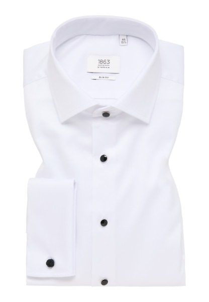 Chemise Eterna SLIM FIT TWILL blanc avec col Cutaway en coupe étroite