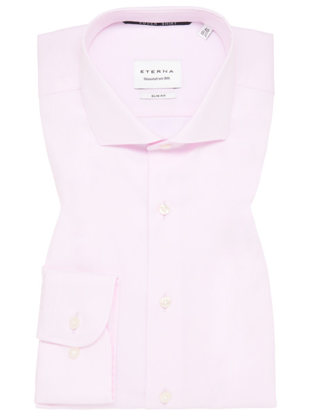 Chemise Eterna SLIM FIT TWILL rose avec col Cutaway en coupe étroite