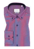 Eterna Hemd MODERN FIT VICHY POPELINE rot mit Button Down Kragen in moderner Schnittform