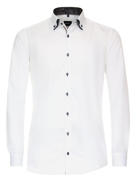 Venti Hemd MODERN FIT UNI POPELINE weiss mit Button Down Kragen in moderner Schnittform