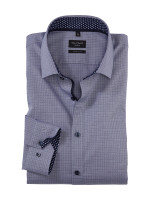 Olymp Hemd SUPER SLIM UNI POPELINE dunkelblau mit Modern Kent Kragen in super schmaler Schnittform