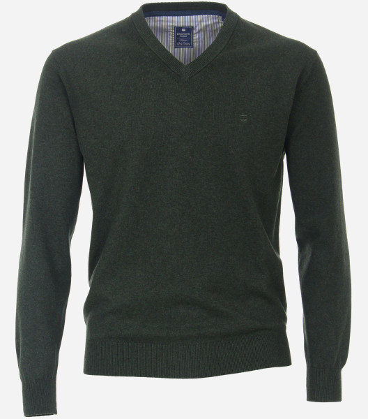 Redmond sweater REGULAR FIT KNITTED green with Round neck collar in classic cut