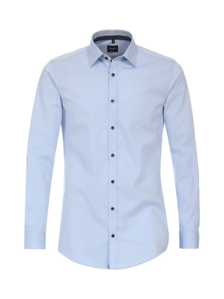 Venti shirt BODY FIT UNI POPELINE light blue with Kent collar in narrow cut