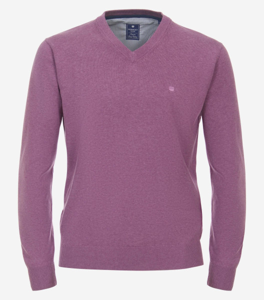 Redmond Pullover REGULAR FIT STRICK flieder mit V-Ausschnitt Kragen in klassischer Schnittform