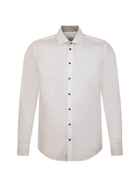 Seidensticker shirt SLIM UNI POPELINE white with Business Kent collar in narrow cut