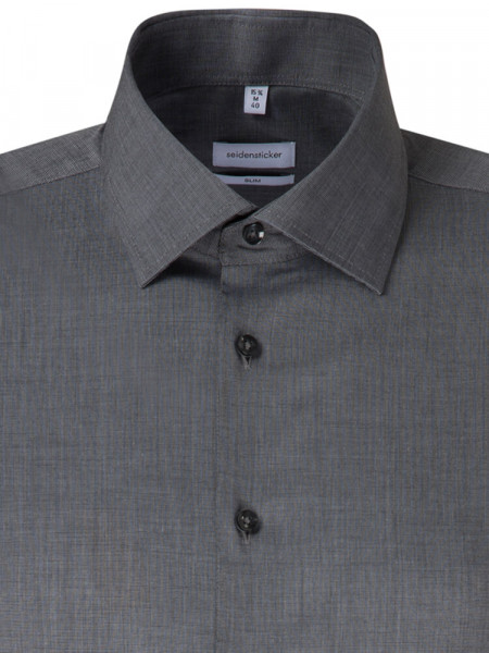 SEIDENSTICKER Slim Fit Hemd Anthrazit Business Kent Fil à Fil - Ansicht 2