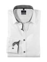 Chemise OLYMP SUPER SLIM UNI STRETCH blanc avec col Urban Kent en coupe super étroite