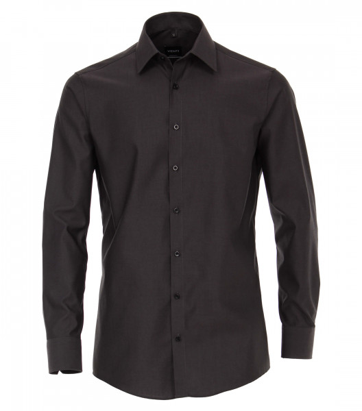 Chemise Venti MODERN FIT UNI POPELINE anthracite avec col Kent en coupe moderne