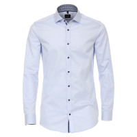 Venti shirt BODY FIT TWILL light blue with Shark collar in narrow cut