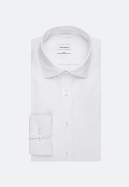 Seidensticker shirt SLIM FIT UNI STRETCH white with Kent collar in narrow cut