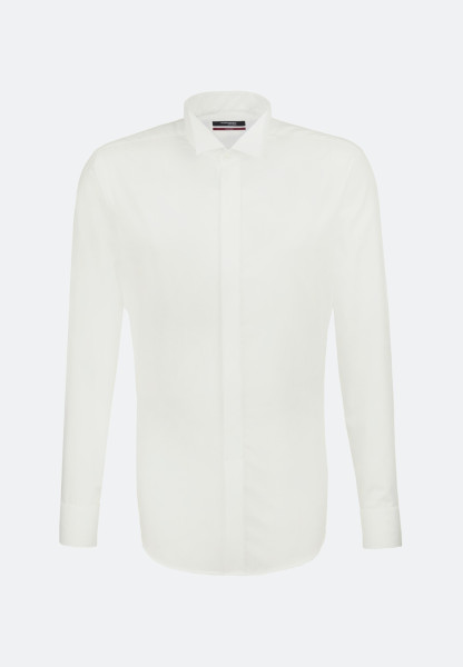 Seidensticker overhemd REGULAR FIT UNI POPELINE beige met Carmen Party-kraag in klassieke snit
