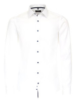 Chemise Redmond SLIM FIT STRUCTURE blanc avec col Kent en coupe étroite