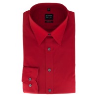 OLYMP Level Five body fit shirt UNI POPELINE red with New York Kent collar in narrow cut