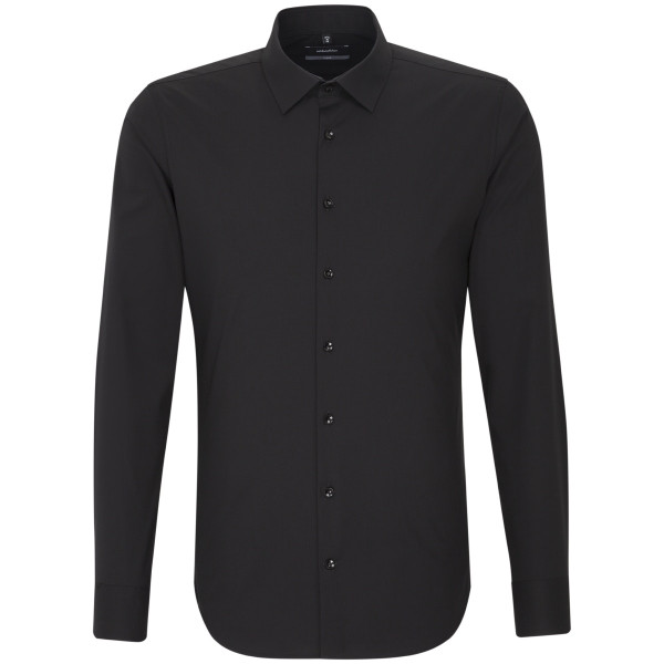 Seidensticker X-SLIM shirt UNI POPELINE black with Business Kent collar in super slim cut