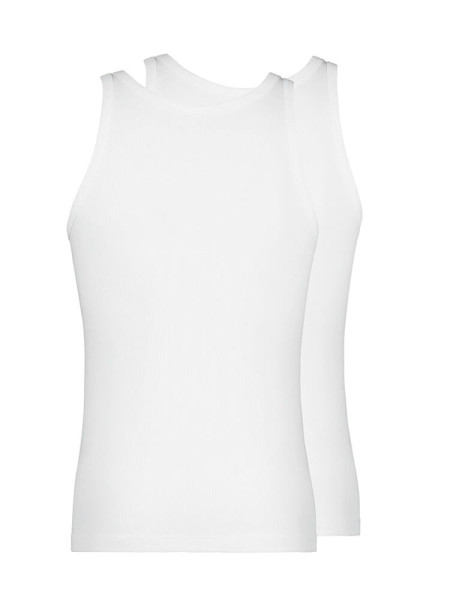 HUBER Regular Fit Weiß Doppelrippenstich