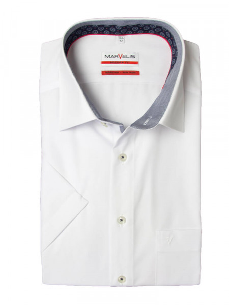 Marvelis MODERN FIT Hemd UNI POPELINE weiss mit New Kent Kragen in moderner Schnittform