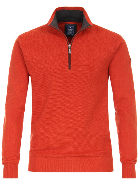 Redmond Pullover REGULAR FIT MELANGE rot mit Stehkragen Kragen in klassischer Schnittform