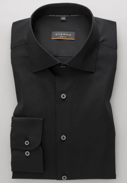 Eterna shirt SLIM FIT UNI STRETCH black with Classic Kent collar in narrow cut