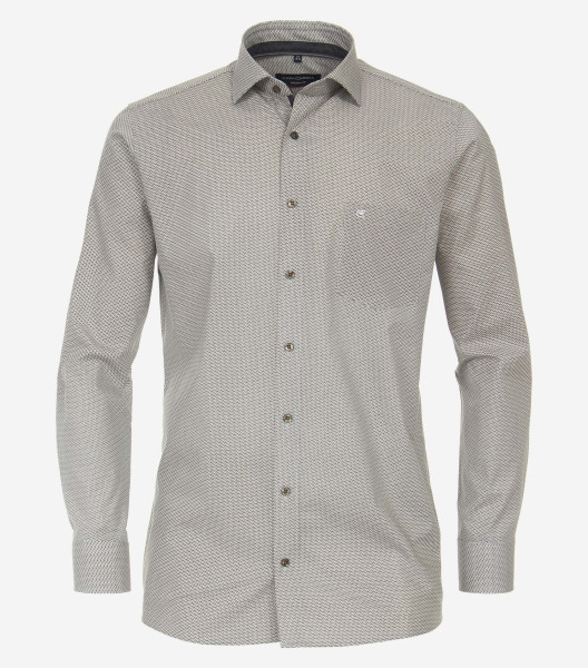 CasaModa Hemd MODERN FIT PRINT beige mit Kent Kragen in moderner Schnittform
