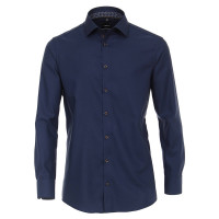 Chemise Venti MODERN FIT STRUCTURE bleu foncé avec col Kent en coupe moderne