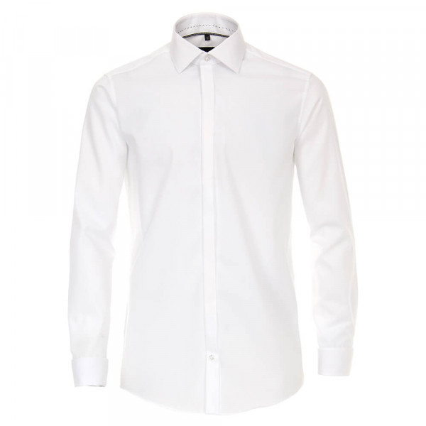 Chemise Venti MODERN FIT UNI POPELINE blanc avec col Kent en coupe moderne