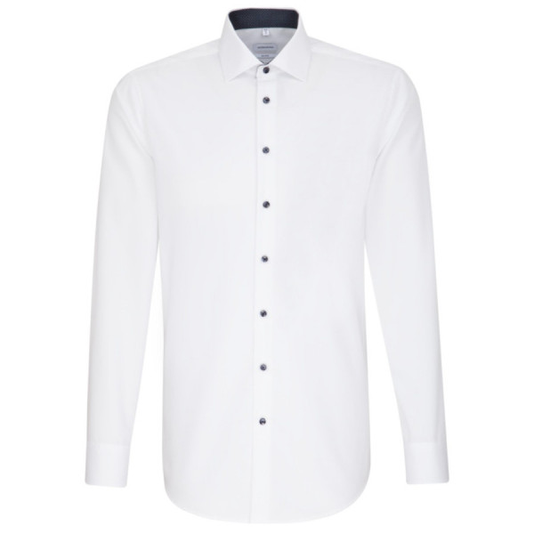 Seidensticker SHAPED shirt UNI POPELINE white with Business Kent collar in modern cut