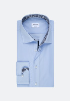 Seidensticker shirt TAILORED UNI POPELINE light blue with Business Kent collar in narrow cut